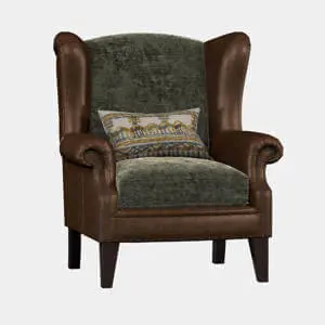 Constable Wing Chair Galveston Bark and Coco Velvet Olive